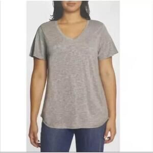 Jessica Simpson Ladies V-Neck Knit Short Sleeve Top, Gray, XL.  AL